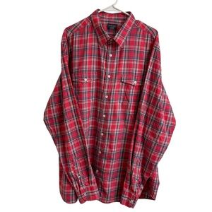 UNTUCKit Men Size XXL Tall Red Plaid Cotton Button Down Long Sleeve Shirt Pocket